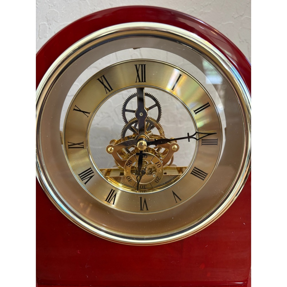 Plymouth Series Rosewood Desk Clock Roman Numerals Skeleton Movement - Picture 5 of 9